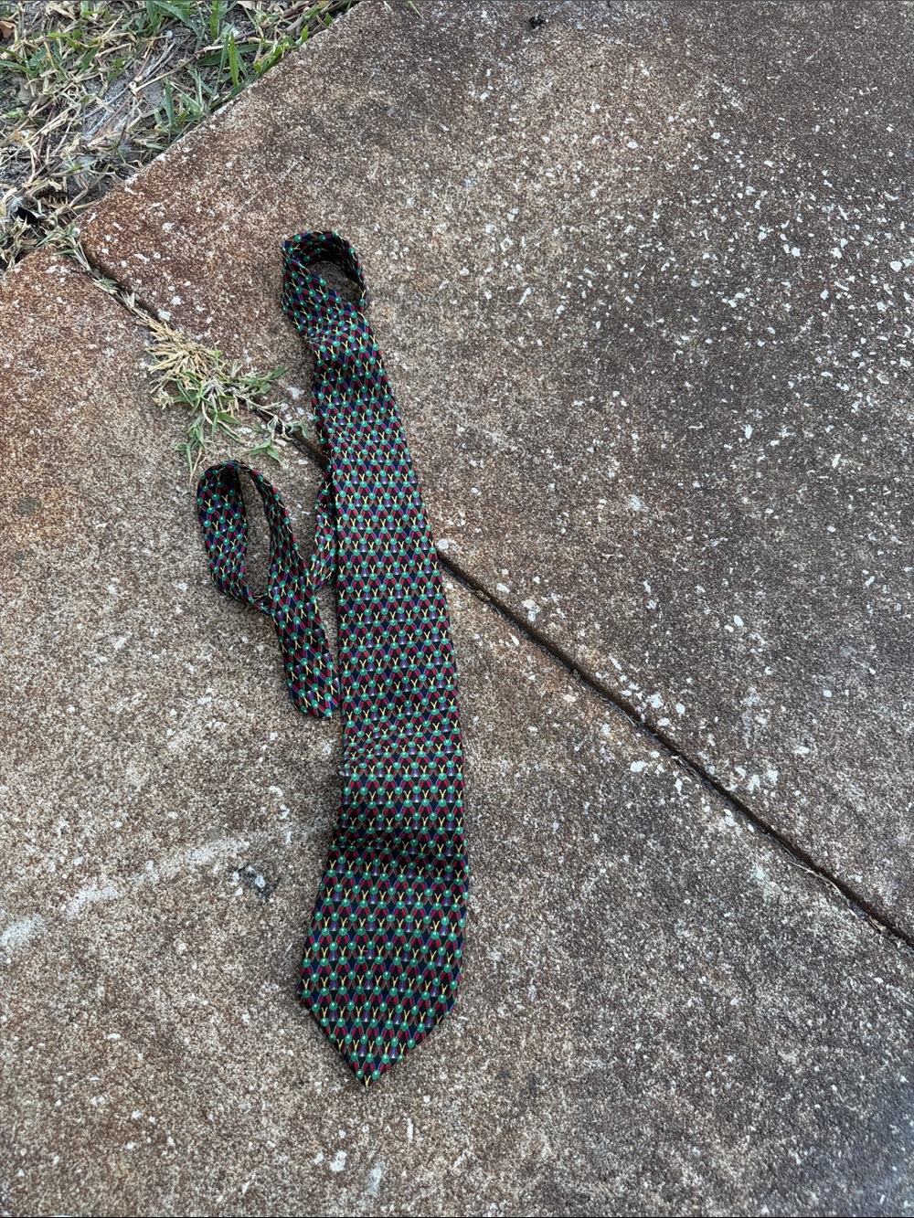 Classic Geometric Pattern Men's Tie - Green Multi